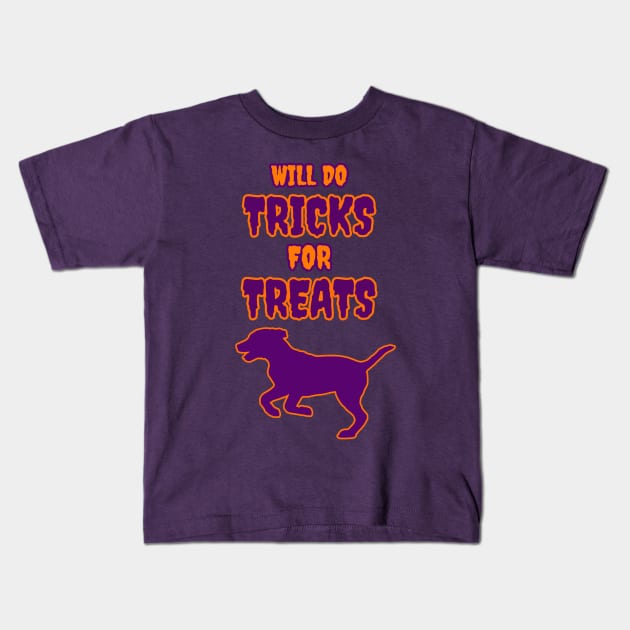 Dogs Will do Tricks for Treats Kids T-Shirt by Designs_by_KC